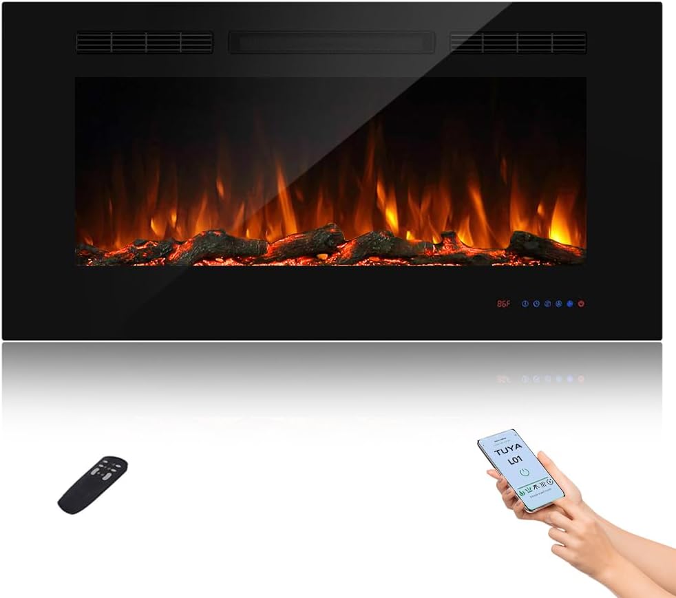 42" WiFi Smart Recessed Electric Fireplace Insert